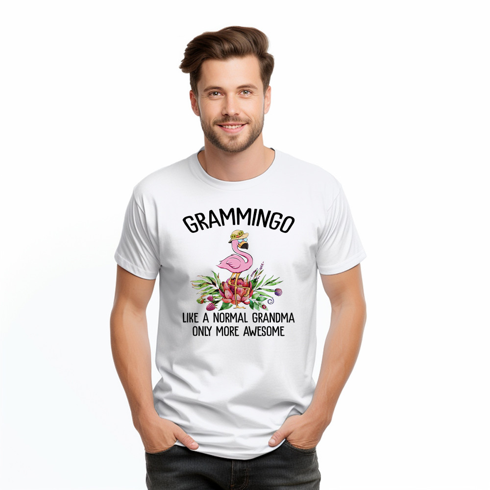 Gramming Like A Normal Grandma Only More Awesome T-Shirt Funny Flamingo Shirts Grandma Gift