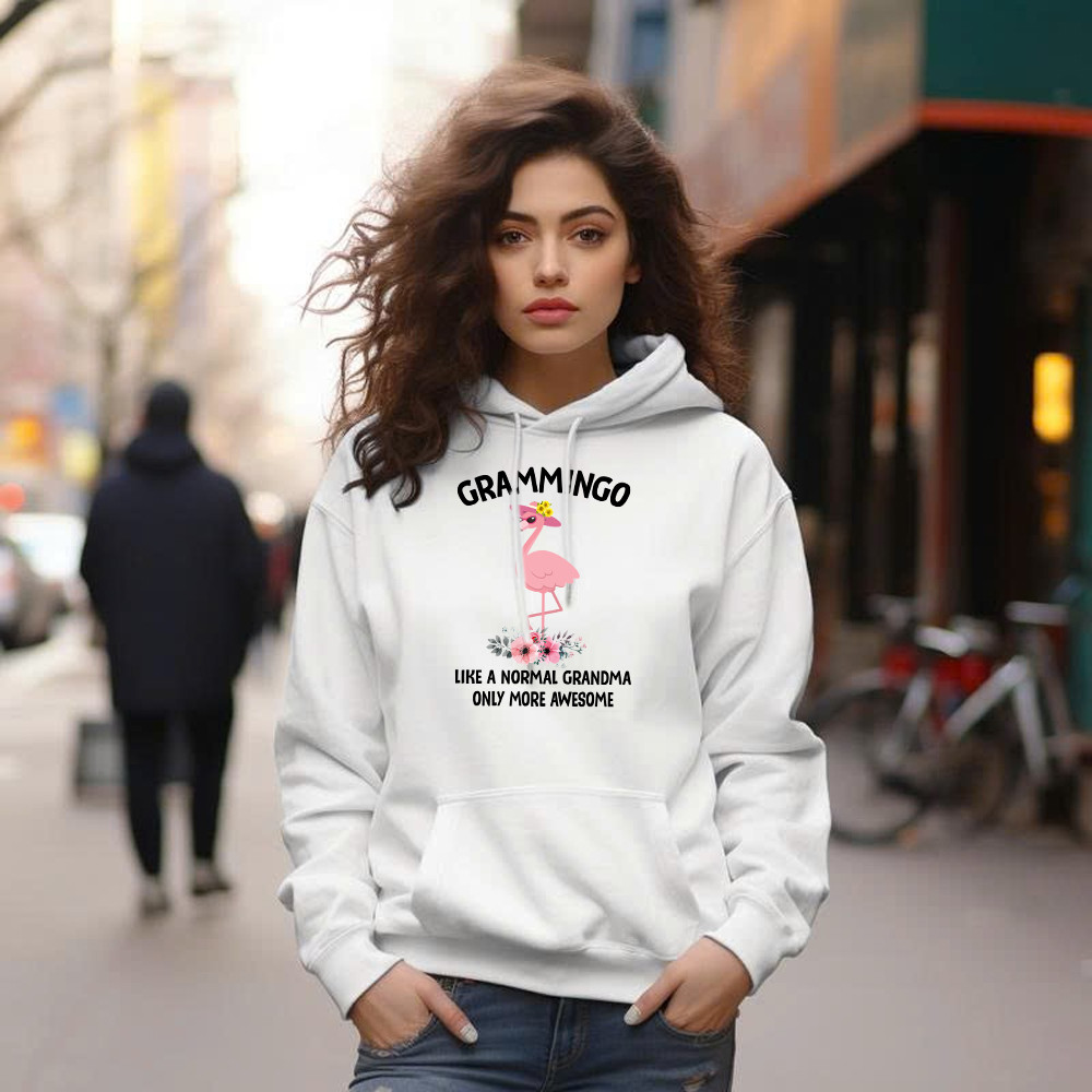Grammingo Like Normal Grandma Only More Awesome Hoodie Flamingo Woman Fun Tees Gifts For Grandma