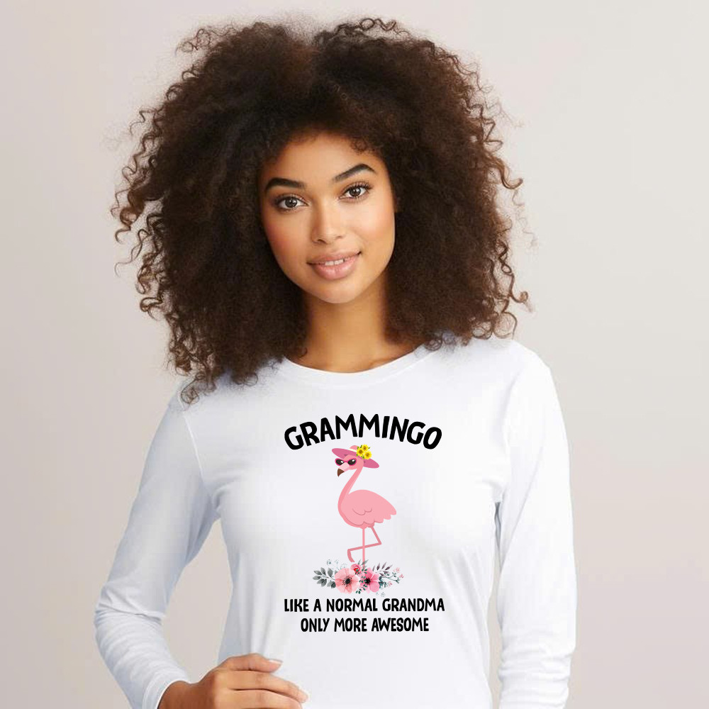 Grammingo Like Normal Grandma Only More Awesome Long Sleeve Shirt Flamingo Woman Fun Tees Gifts For Grandma