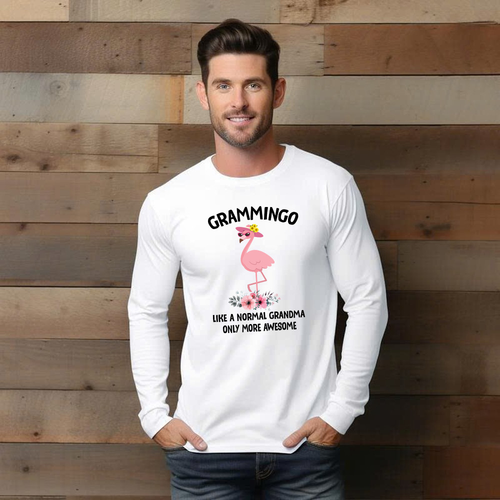 Grammingo Like Normal Grandma Only More Awesome Long Sleeve Shirt Flamingo Woman Fun Tees Gifts For Grandma