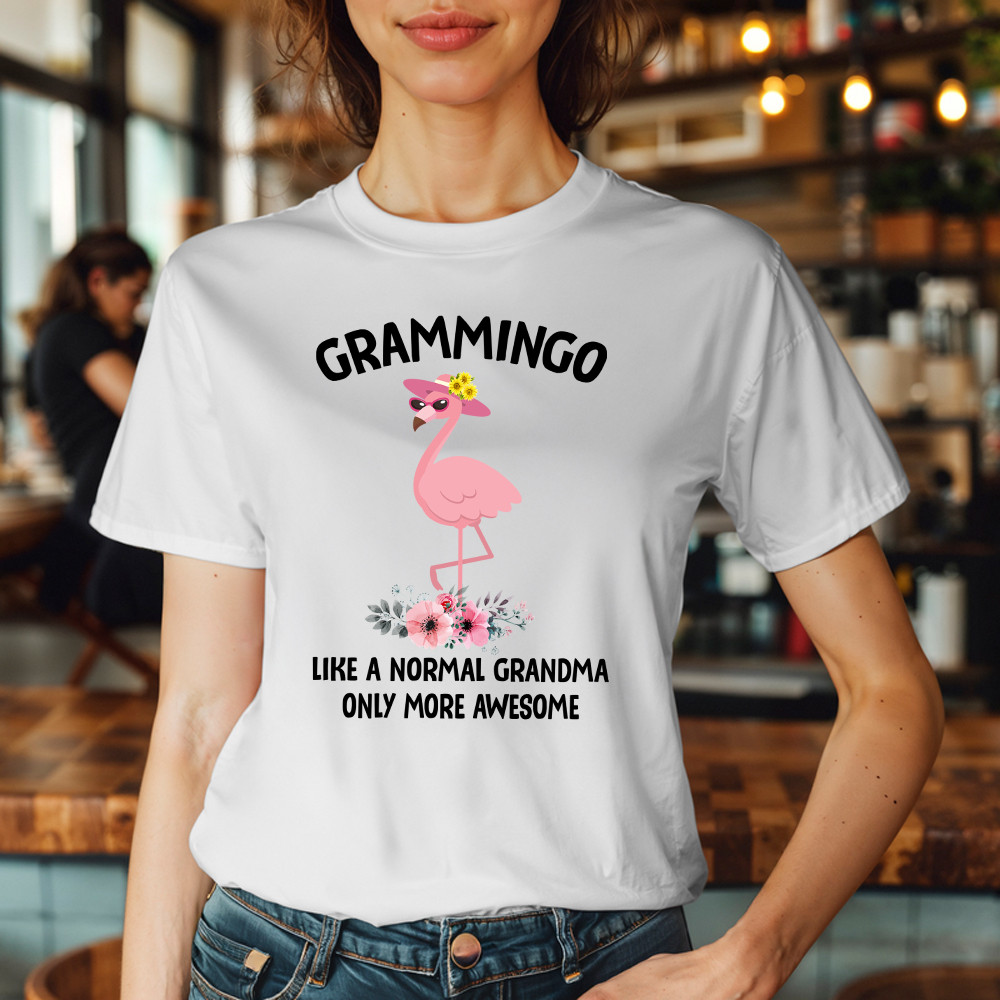 Grammingo Like Normal Grandma Only More Awesome T-Shirt Flamingo Woman Fun Tees Gifts For Grandma