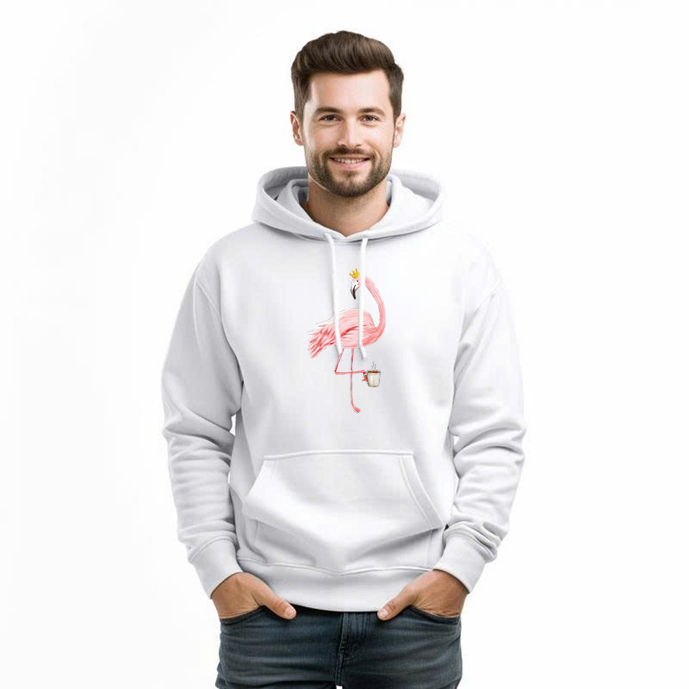 Queen Flamingo With Coffee Shirt Cute Animal Ladies Hoodie Gift For Coffee Lovers